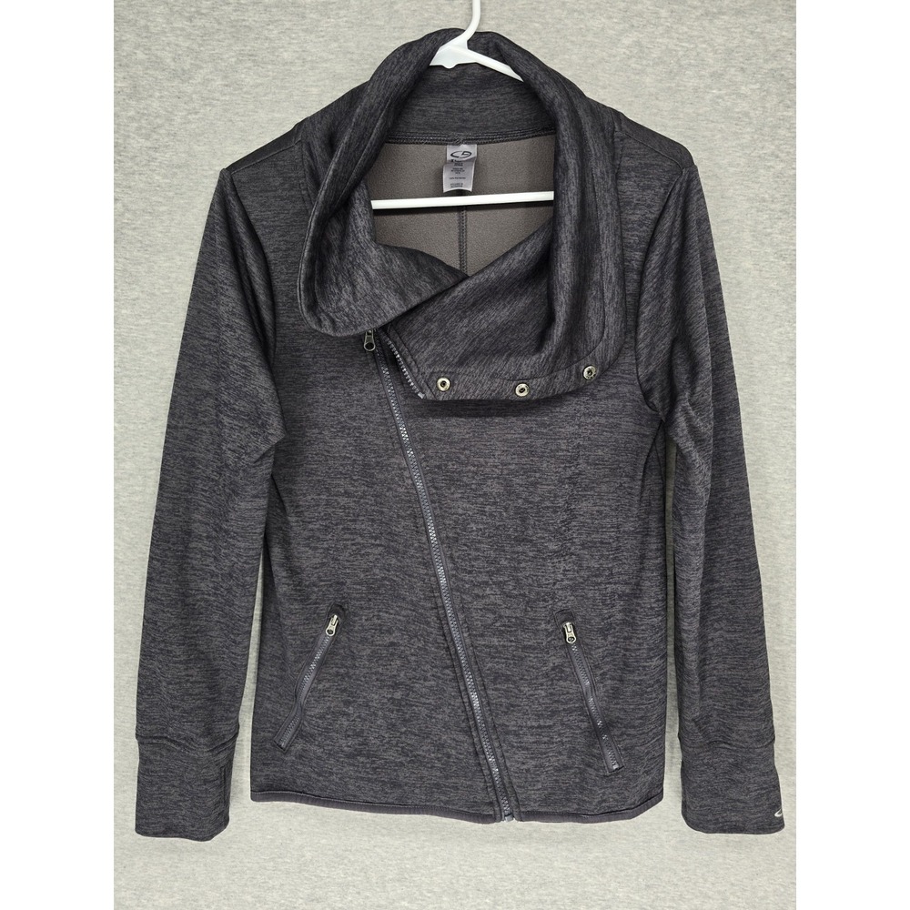 C9 Champion Duo Dry Asymmetrical Cross Zip Cowl Neck Jacket Gray Medium